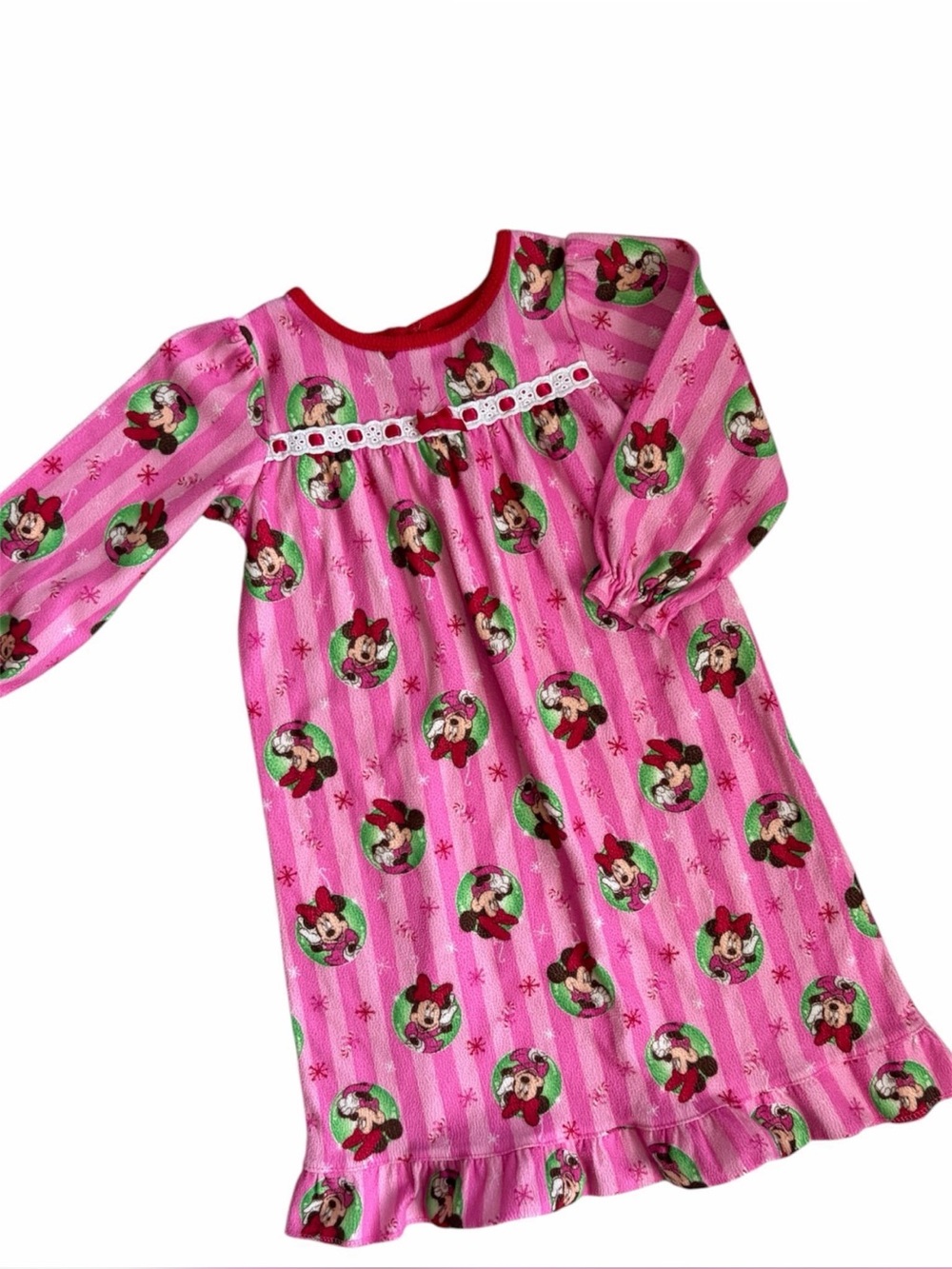 Pink Minnie Mouse Long Sleeve Kids Pajama Nightgown